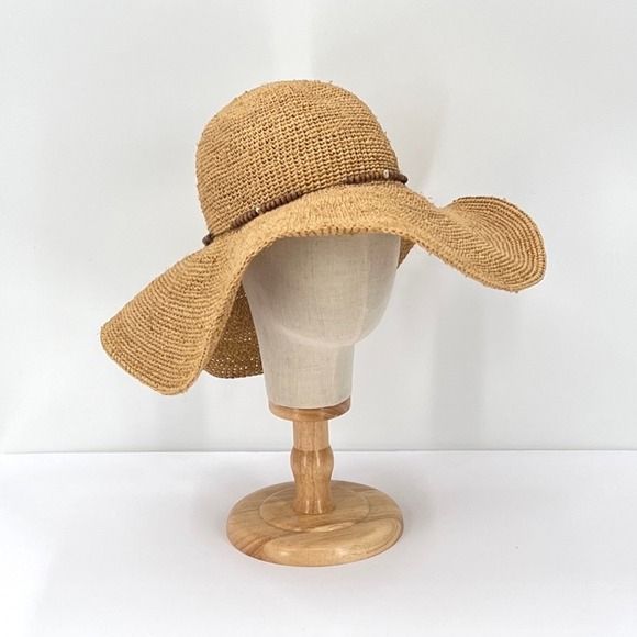 Hat Attack Accessories - HATattack New York Straw Floppy Sun Hat Womens One Size Beaded Beach Vacation